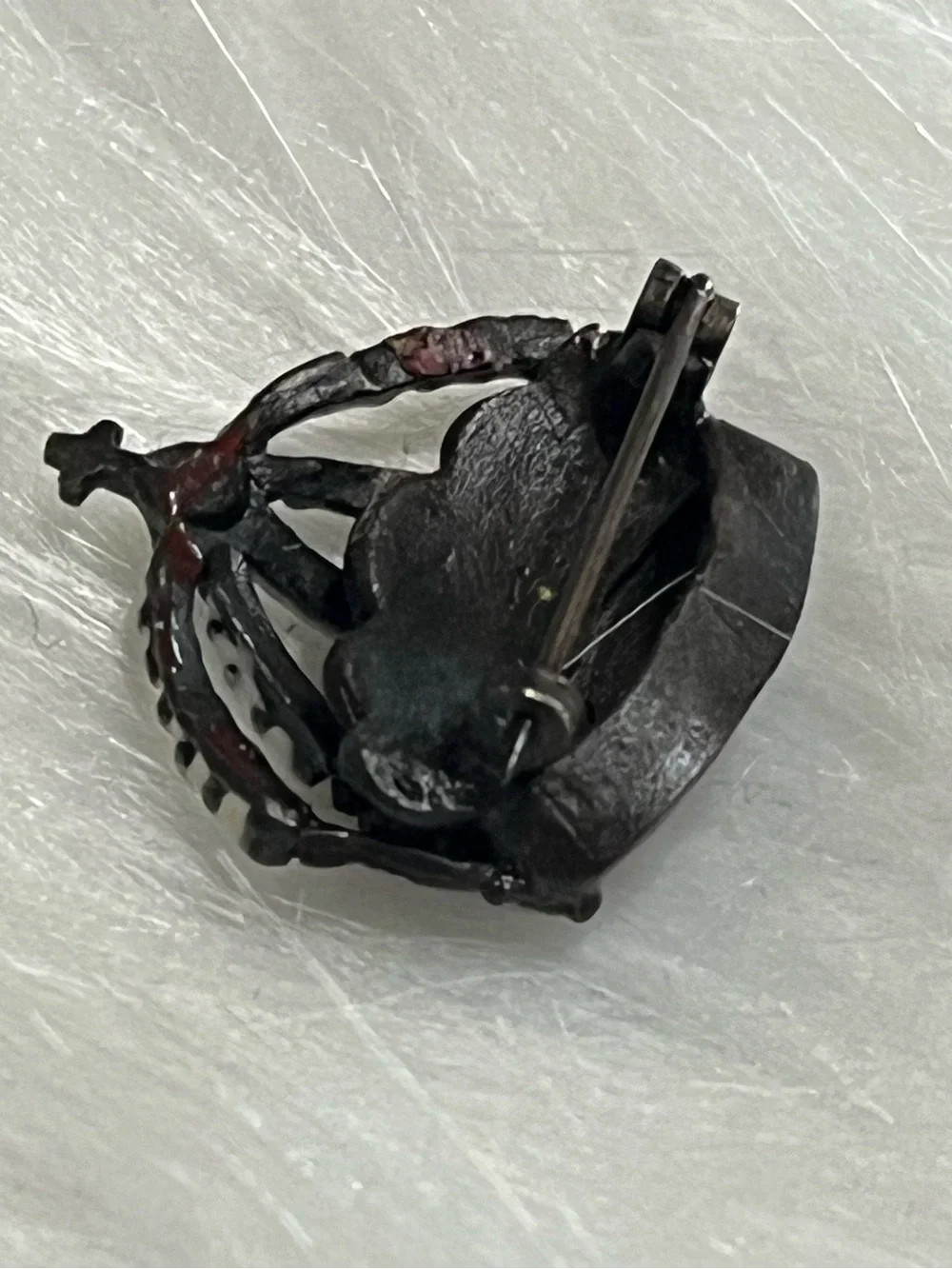 Enamel Crown Brooch